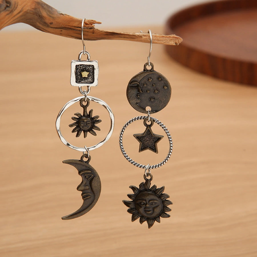 Star Sun and Moon Earrings Copper / One Size