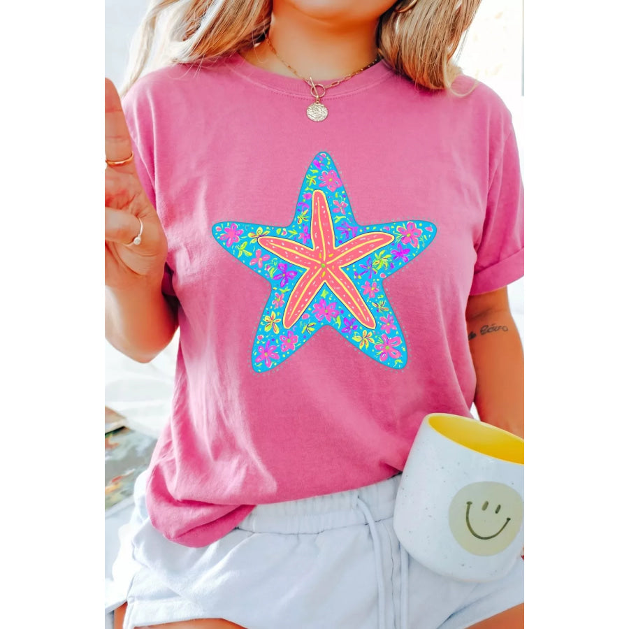 Starfish Graphic Round Neck T-Shirt Apparel and Accessories
