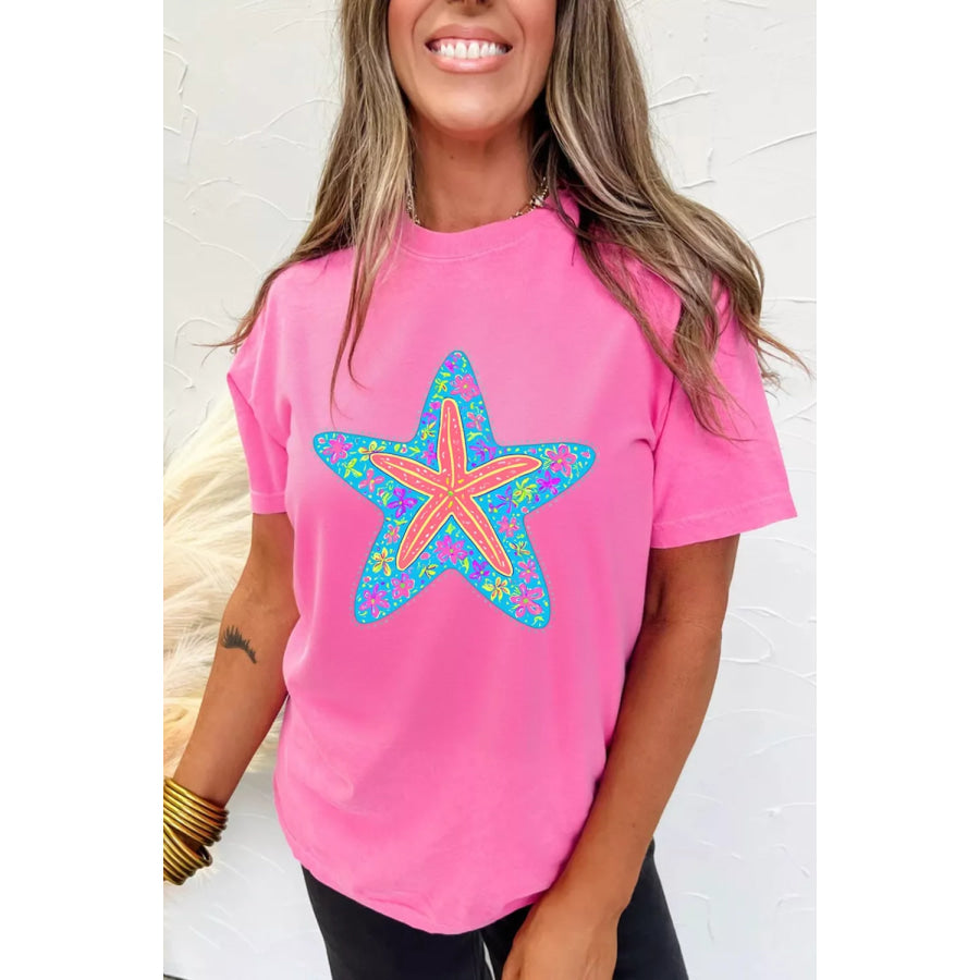 Starfish Graphic Round Neck T-Shirt Apparel and Accessories