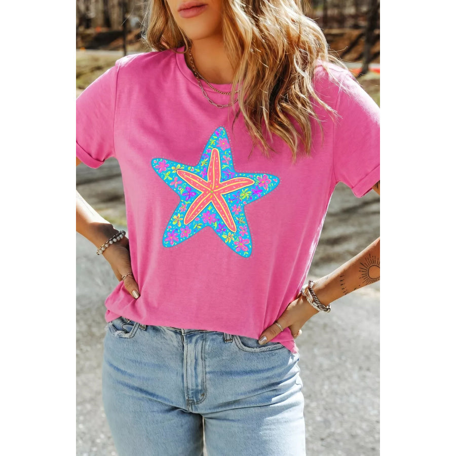 Starfish Graphic Round Neck T-Shirt Apparel and Accessories