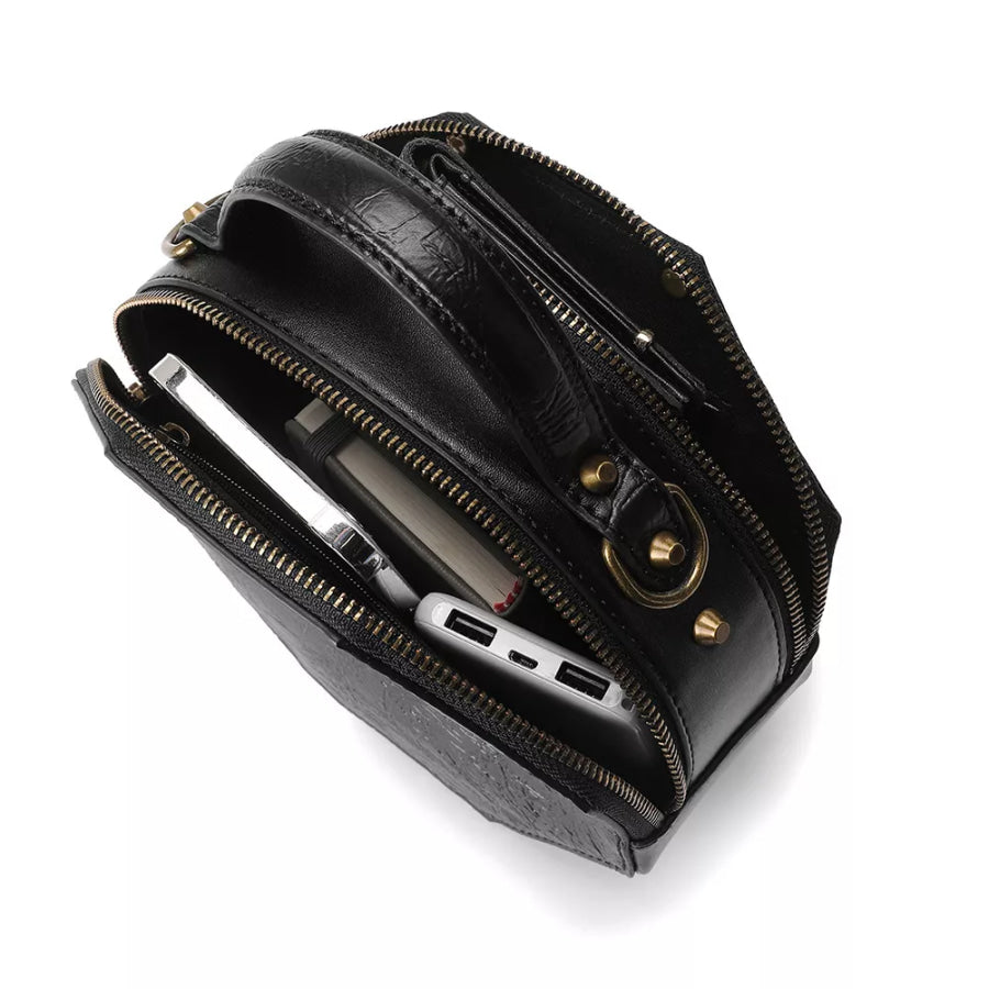 Steampunk Clockwork Crossbody Bag Black / ONESIZE Apparel and Accessories