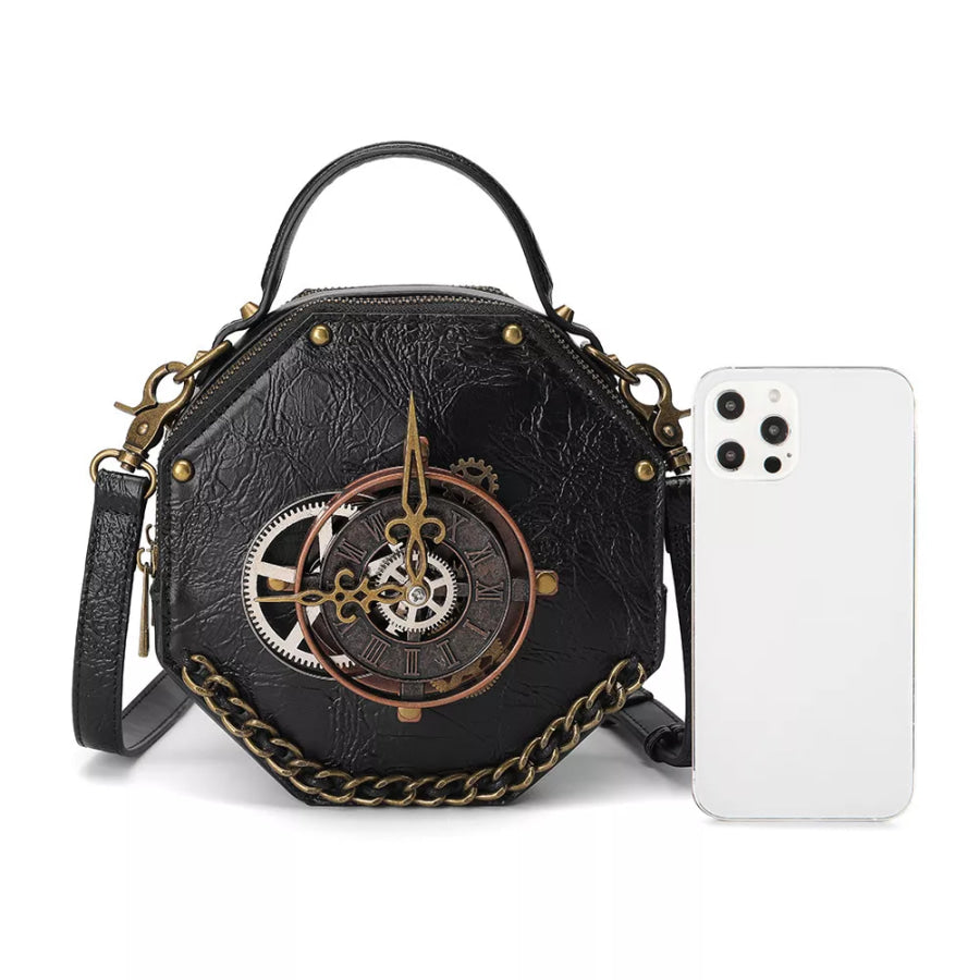 Steampunk Clockwork Crossbody Bag Black / ONESIZE Apparel and Accessories