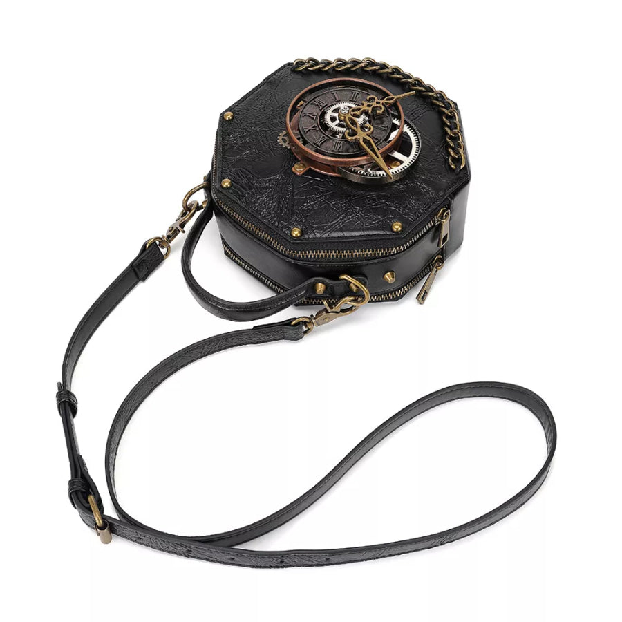 Steampunk Clockwork Crossbody Bag Black / ONESIZE Apparel and Accessories