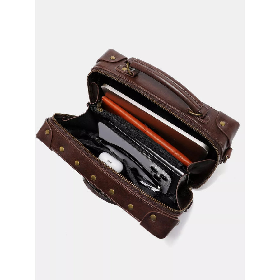 Steampunk Clockwork Design Crossbody Bag Brown / ONESIZE Apparel and Accessories