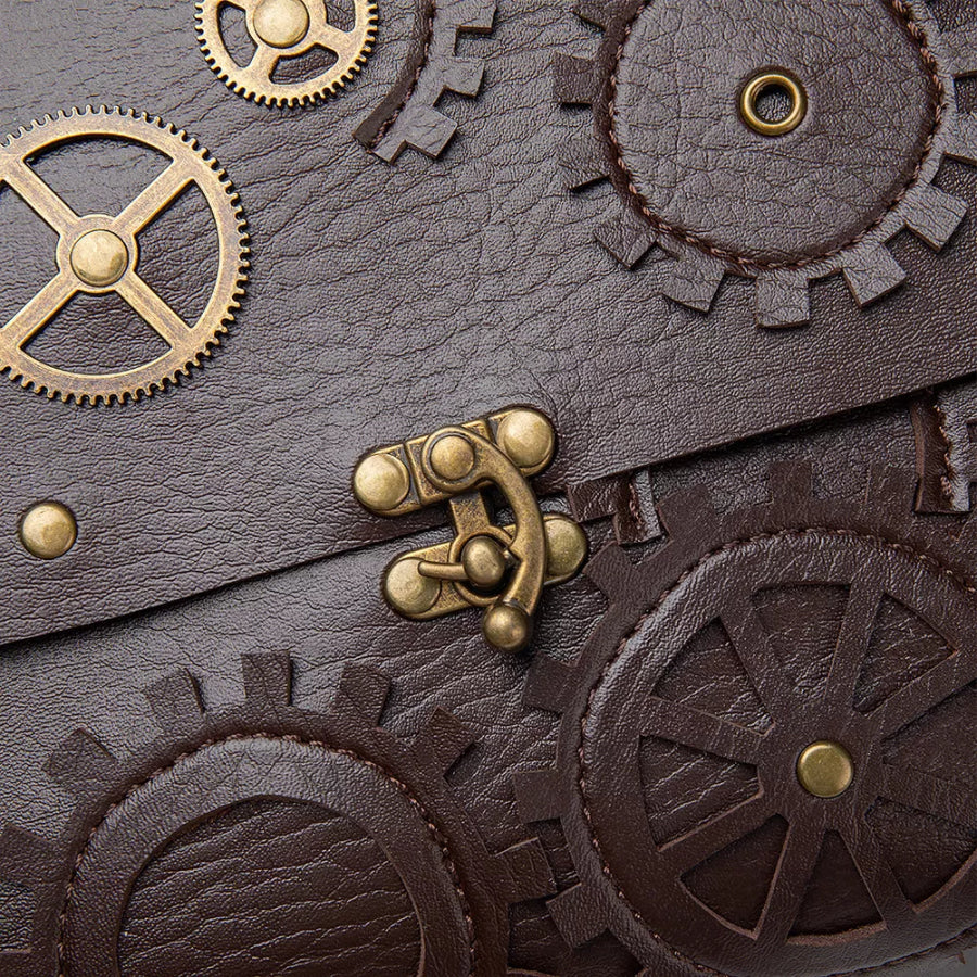 Steampunk Gear Decorated Crossbody Bag Brown / ONESIZE Apparel and Accessories