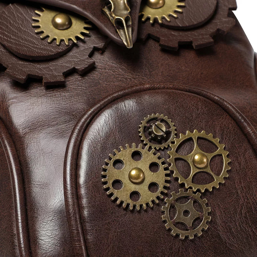 Steampunk Owl Design Crossbody Bag Brown / ONESIZE Apparel and Accessories