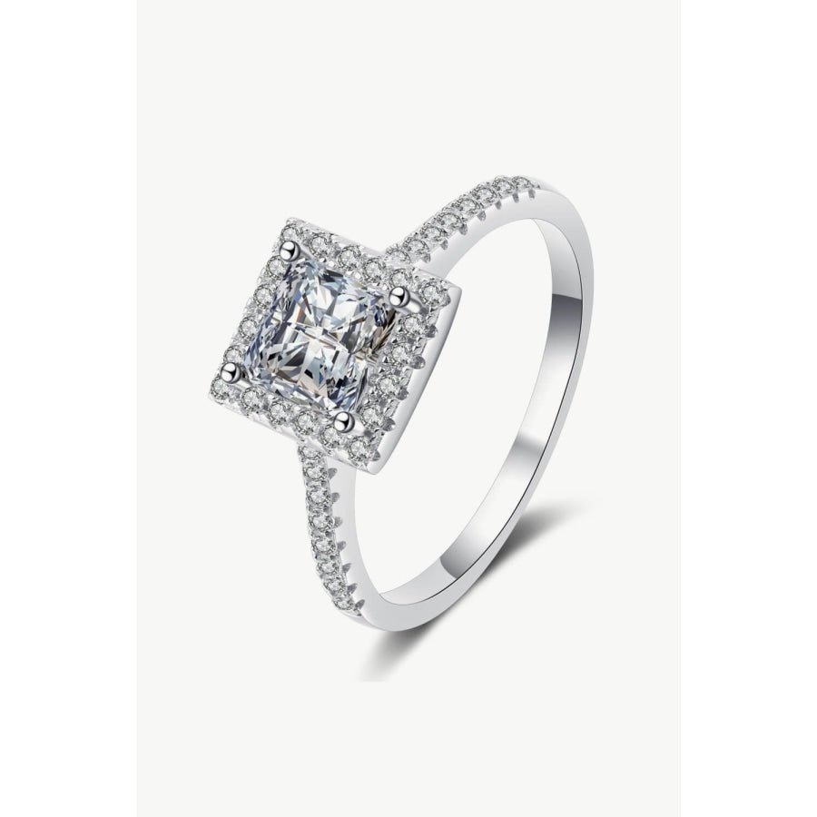 Sterling Silver Square Moissanite Ring