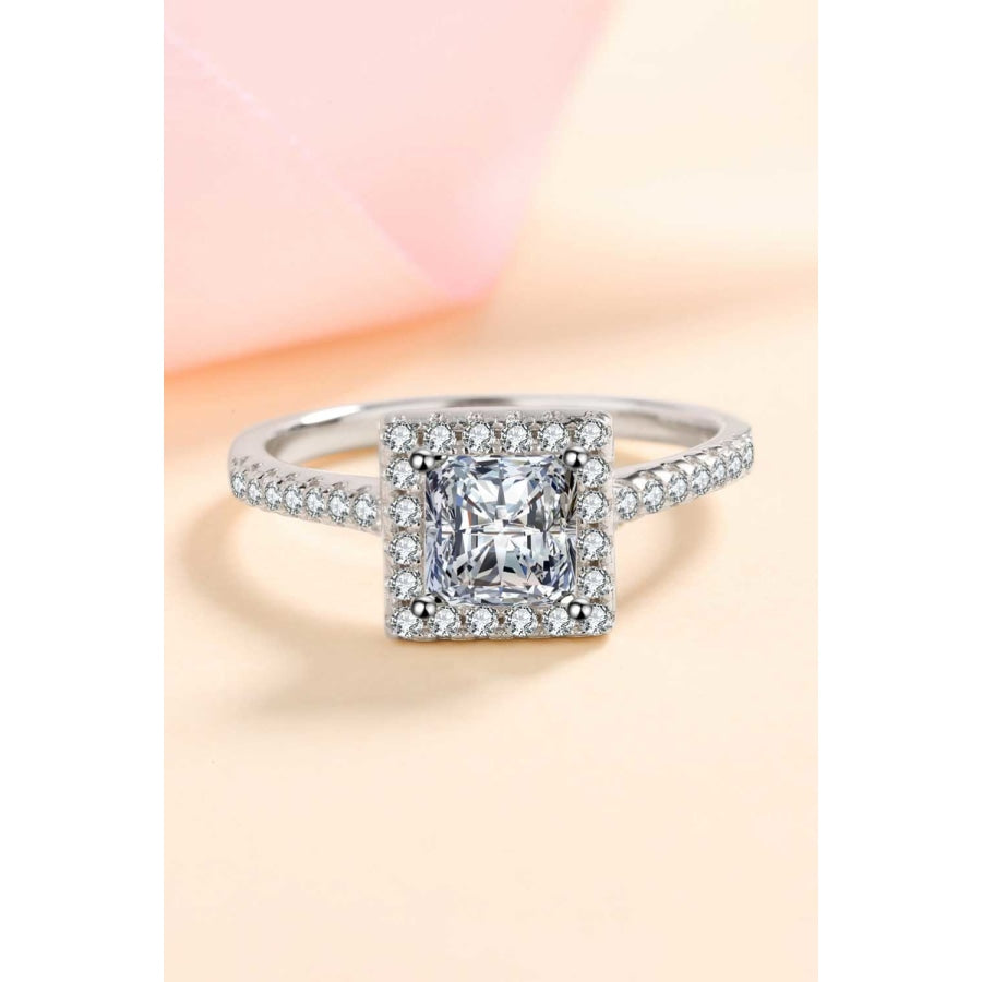 Sterling Silver Square Moissanite Ring