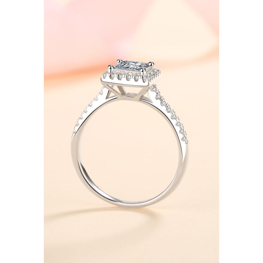 Sterling Silver Square Moissanite Ring