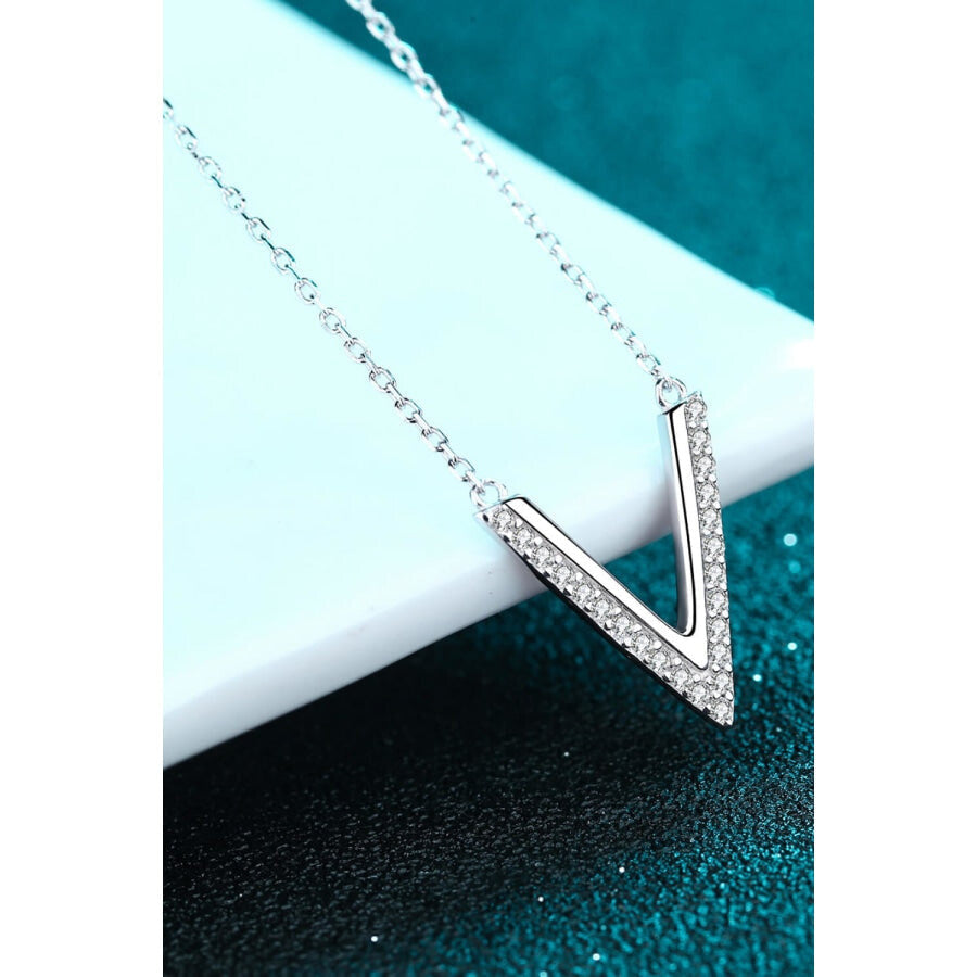 Sterling Silver V Letter Pendant Necklace Silver / One Size