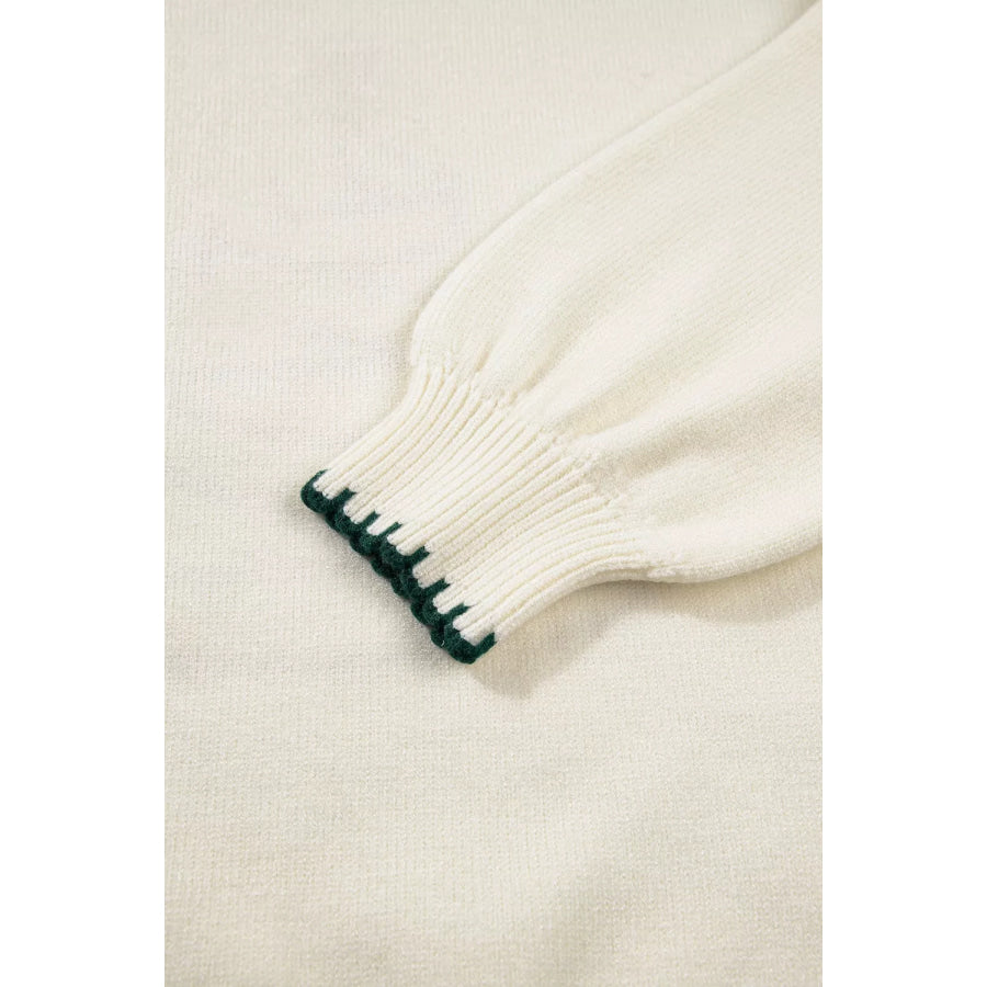Stitched Detail Christmas Tree Holiday Casual Sweater Apparel and Accessories
