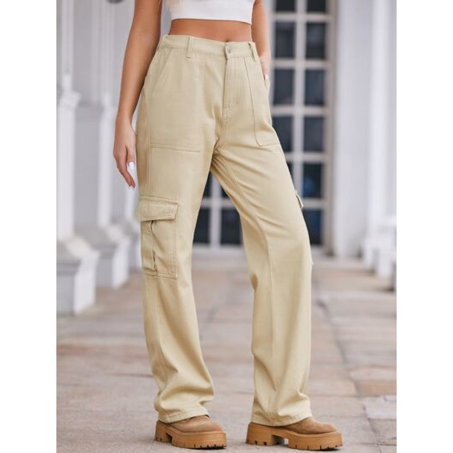 Straight Denim Cargo Pants Sand / S Apparel and Accessories