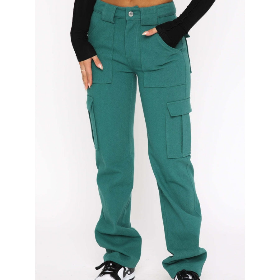 Straight Leg Cargo Pants Teal / S