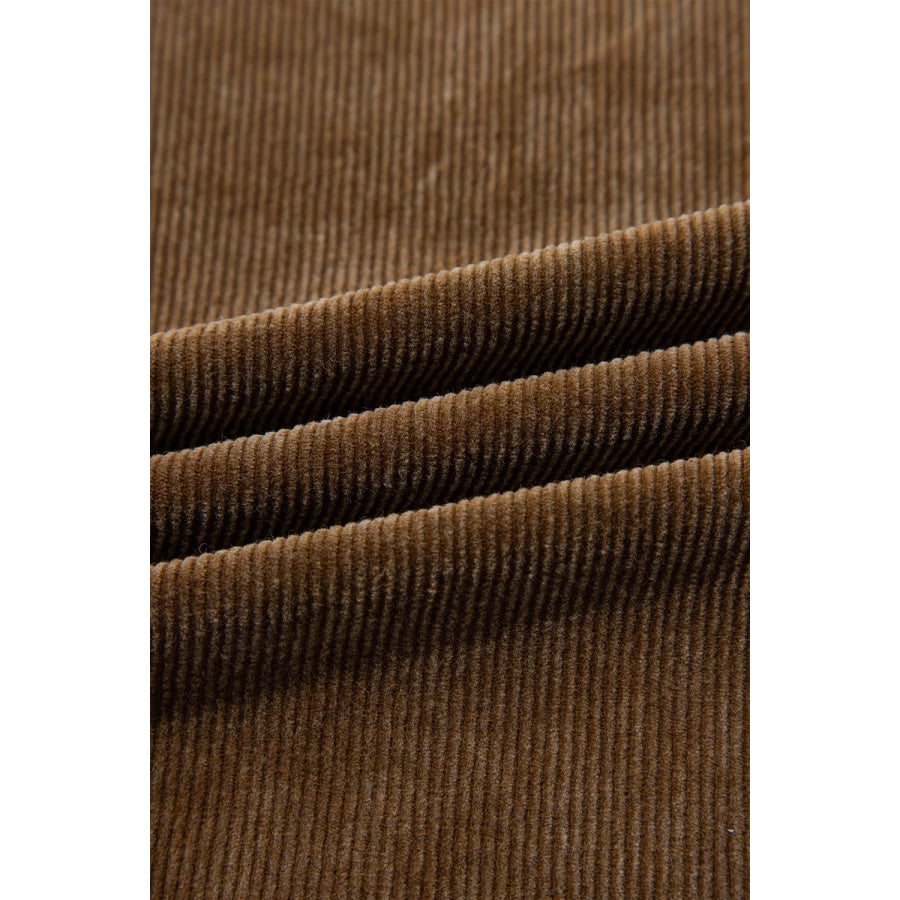Straight Leg Corduroy Metal Button Zip-up Pants Apparel and Accessories