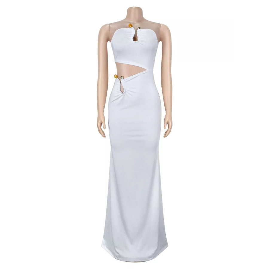 Strapless Cut-out Maxi Dress with Ruched Detail Apparel and Accessories
