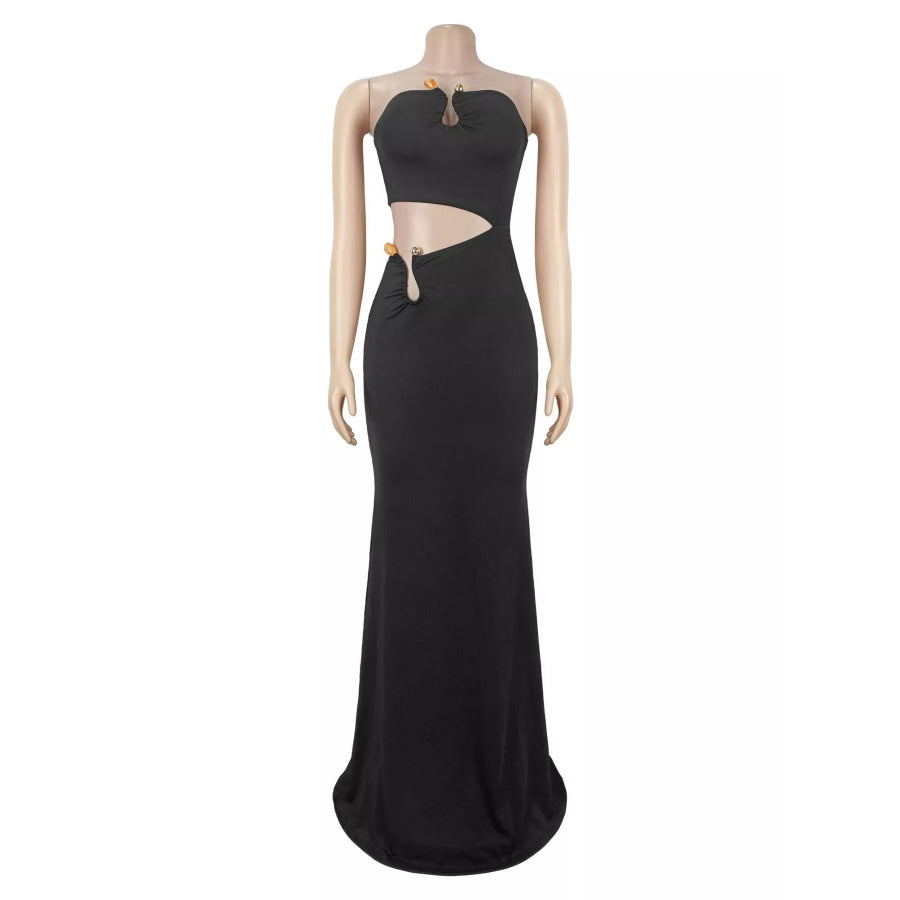 Strapless Cut-out Maxi Dress with Ruched Detail Apparel and Accessories