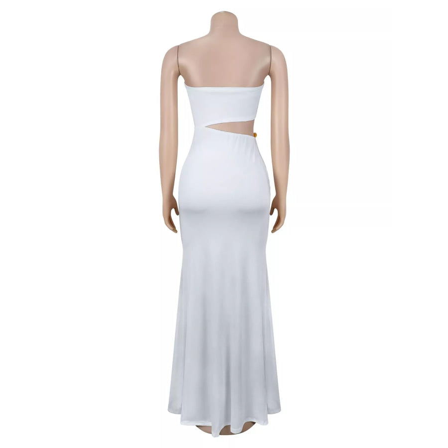 Strapless Cut-out Maxi Dress with Ruched Detail Apparel and Accessories