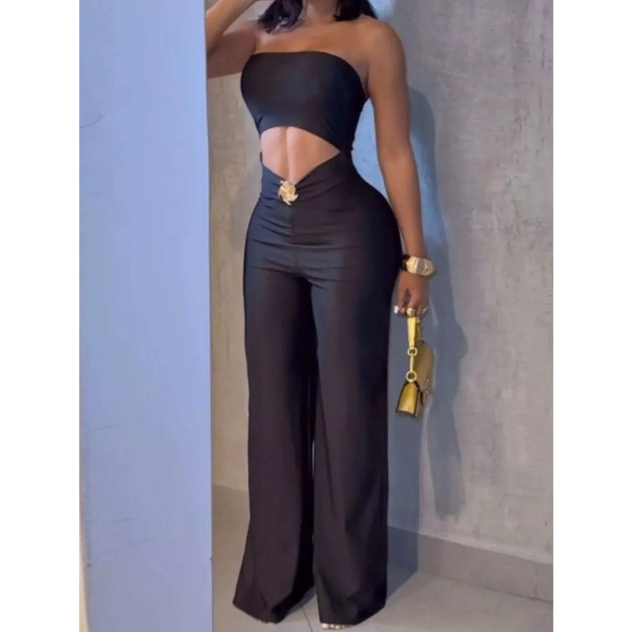 Strapless Cut-out Wide-Leg Jumpsuit Apparel and Accessories