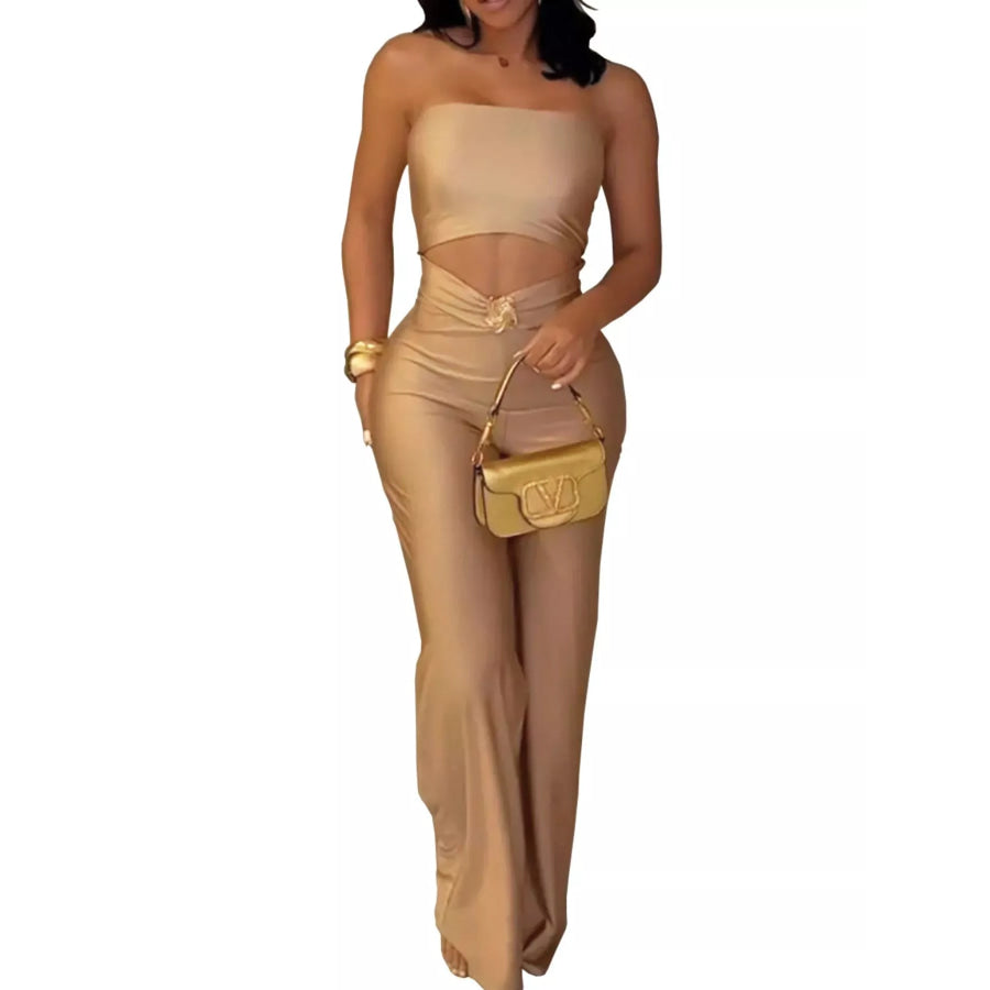 Strapless Cut-out Wide-Leg Jumpsuit Apparel and Accessories