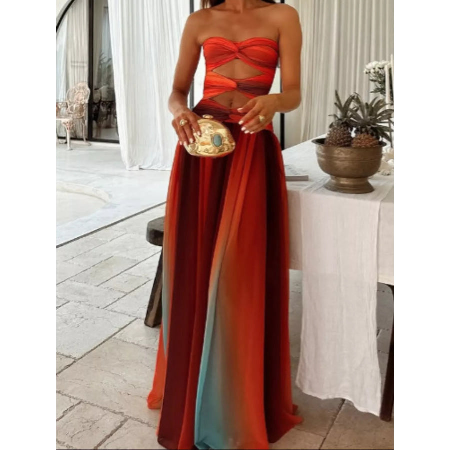 Strapless Cutout Maxi Dress Apparel and Accessories