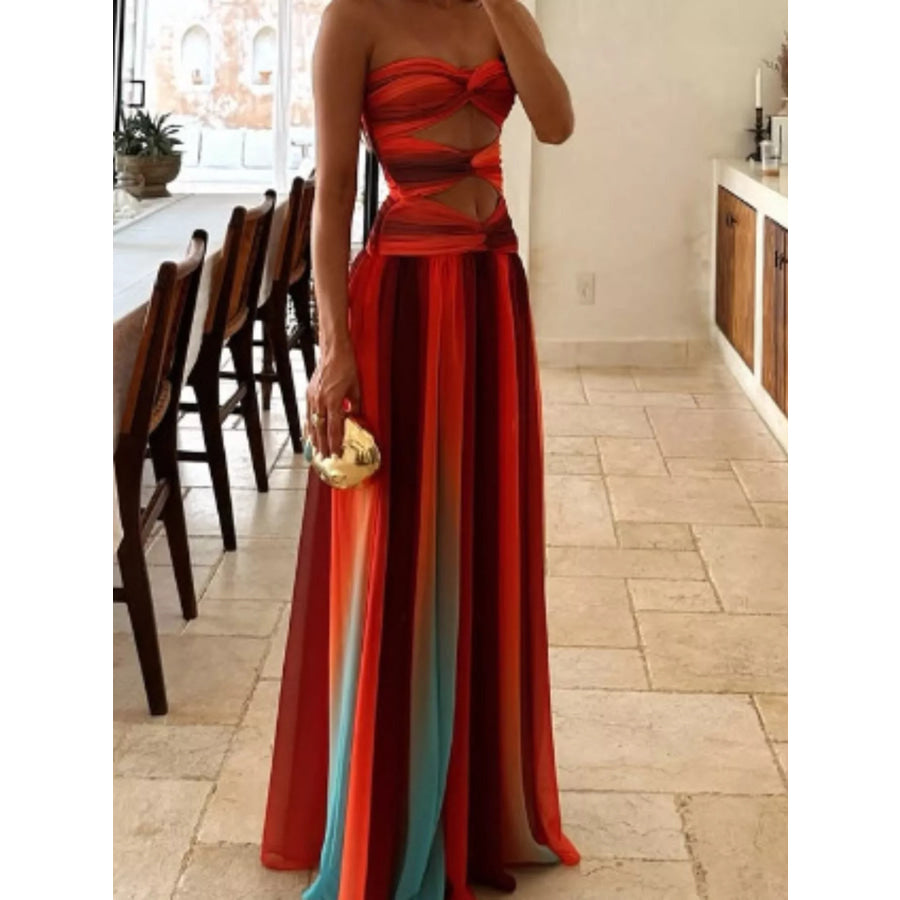 Strapless Cutout Maxi Dress Apparel and Accessories