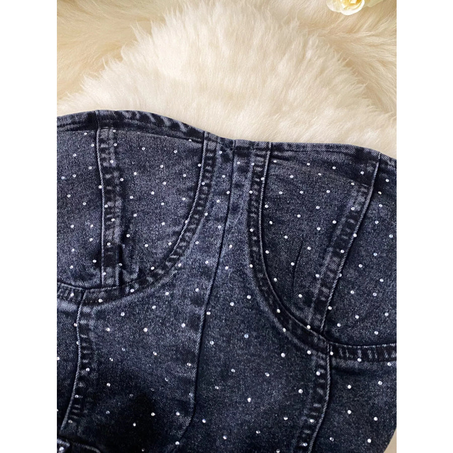 Strapless Denim Romper with Pockets Apparel and Accessories