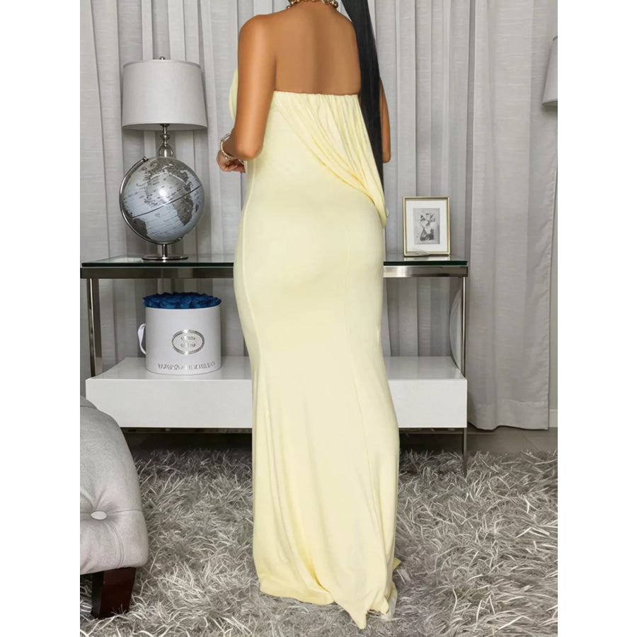 Strapless Draped Maxi Dress Apparel and Accessories