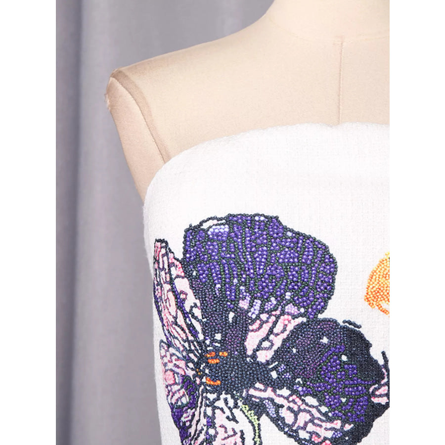 Strapless Floral Mini Dress Apparel and Accessories