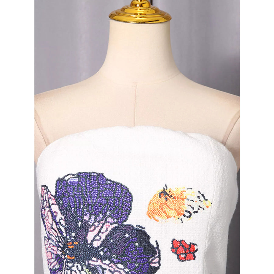 Strapless Floral Mini Dress Apparel and Accessories