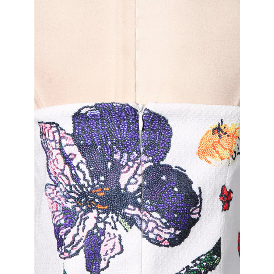Strapless Floral Mini Dress Apparel and Accessories