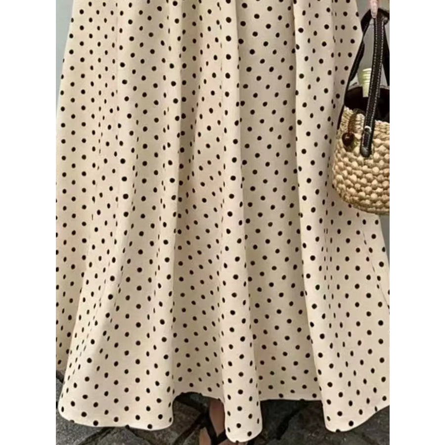 Strapless Polka Dot Ruched Maxi Dress Apparel and Accessories