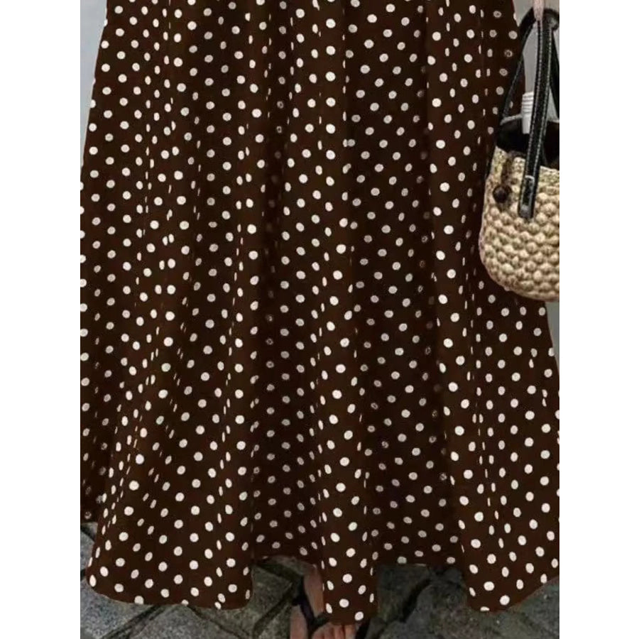 Strapless Polka Dot Ruched Maxi Dress Apparel and Accessories