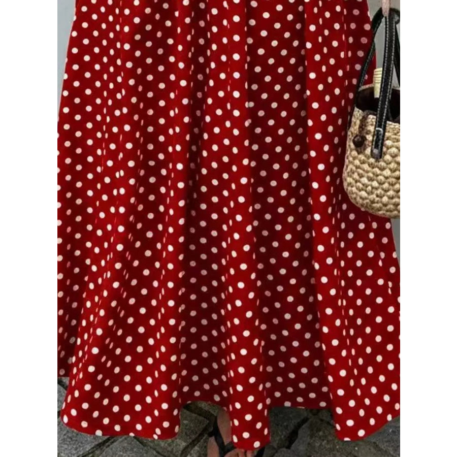 Strapless Polka Dot Ruched Maxi Dress Apparel and Accessories
