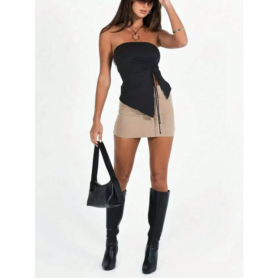 Strapless Ruched Drawstring Cami Top Apparel and Accessories