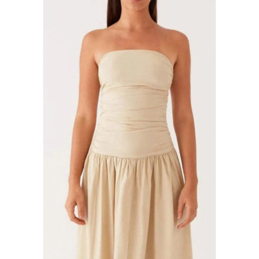 Strapless Ruched Maxi Dress Apparel and Accessories