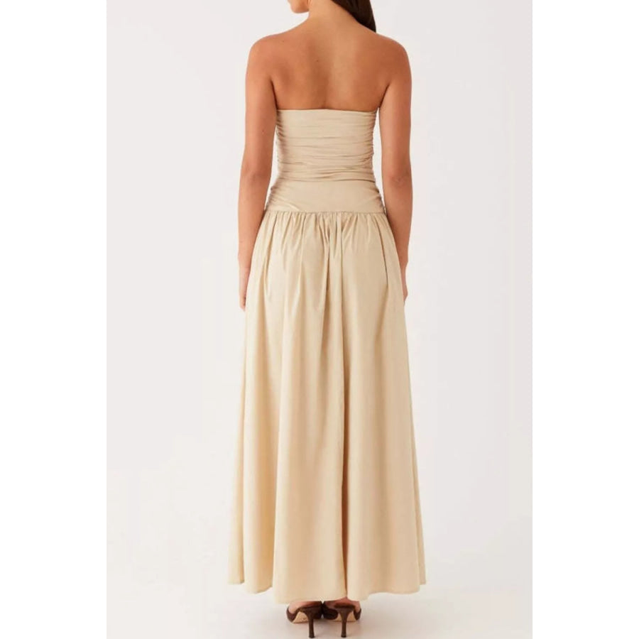 Strapless Ruched Maxi Dress Apparel and Accessories