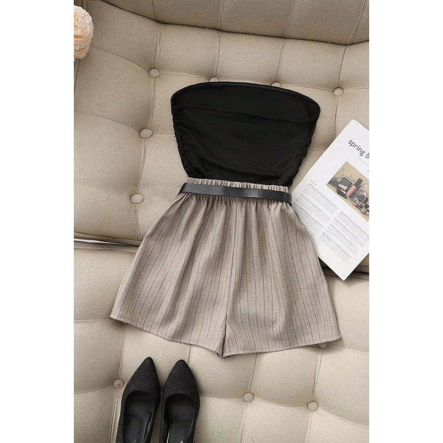 Strapless Ruched Top and Shorts Set Apparel and Accessories