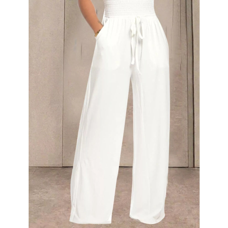 Strapless Smocked Wide-Leg Jumpsuit Apparel and Accessories