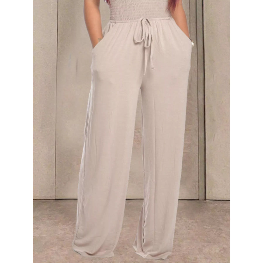 Strapless Smocked Wide-Leg Jumpsuit Apparel and Accessories