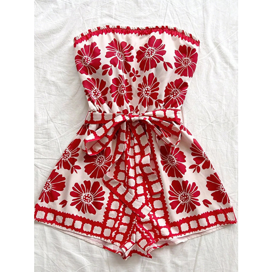 Strapless Tie Waist Romper Apparel and Accessories