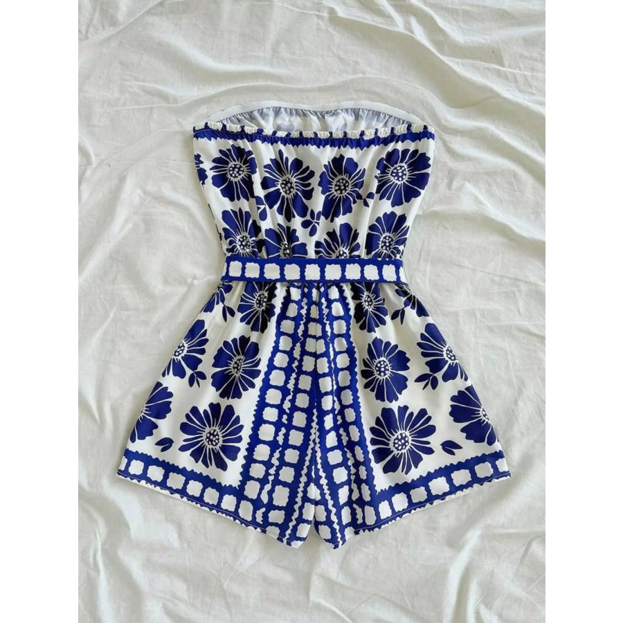 Strapless Tie Waist Romper Apparel and Accessories
