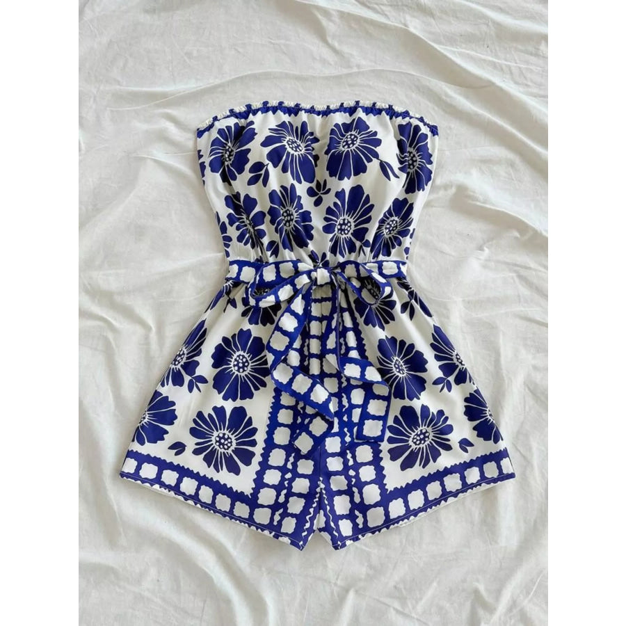 Strapless Tie Waist Romper Apparel and Accessories