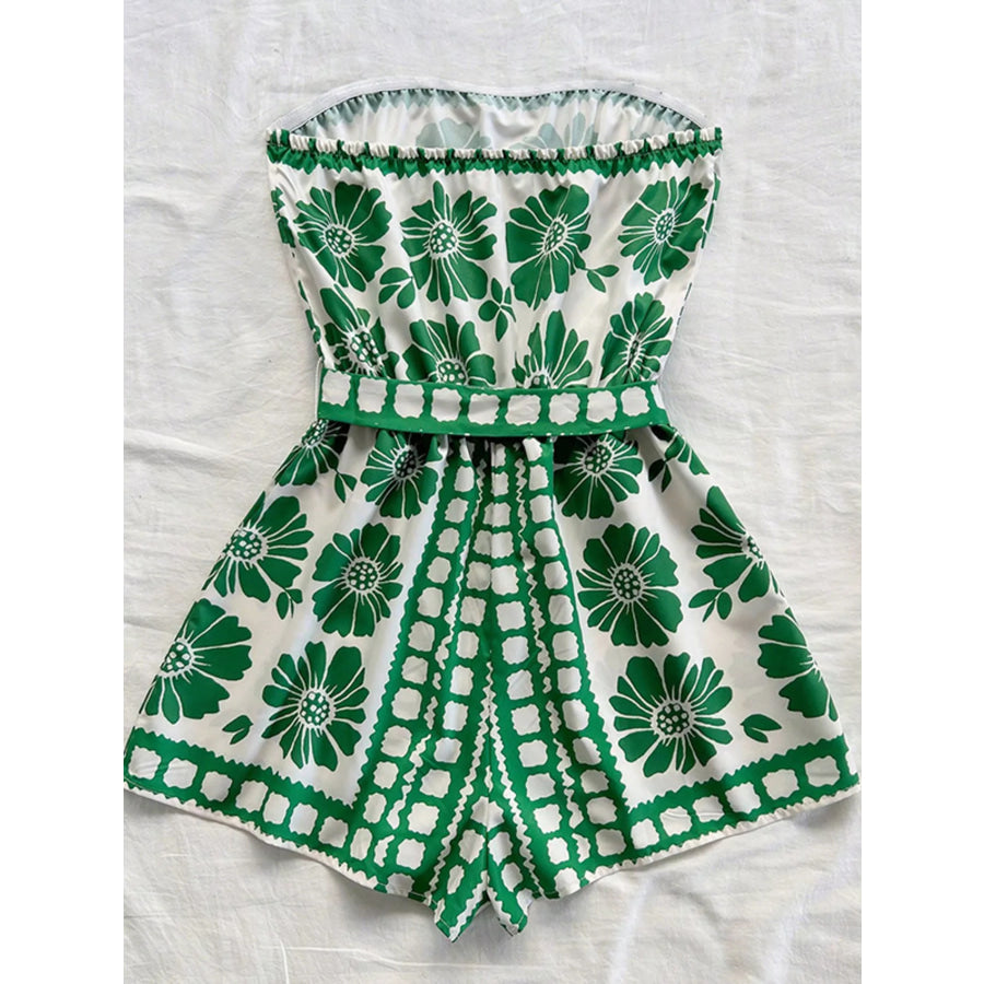 Strapless Tie Waist Romper Apparel and Accessories