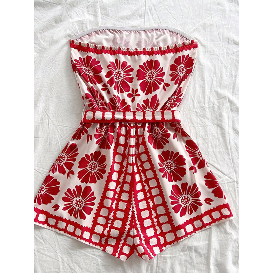 Strapless Tie Waist Romper Apparel and Accessories