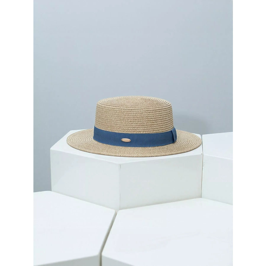 Straw Boater Hat Black / One Size Apparel and Accessories