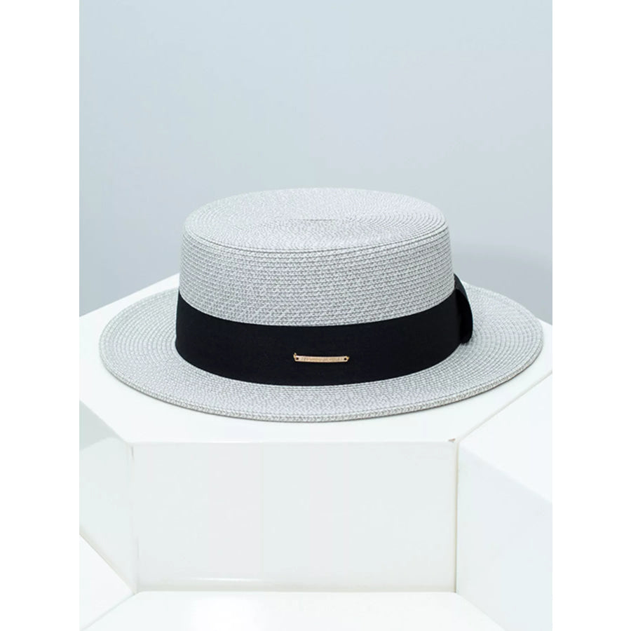 Straw Boater Hat with Ribbon Apparel and Accessories