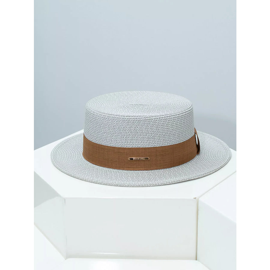 Straw Boater Hat with Ribbon Brown / One Size Apparel and Accessories