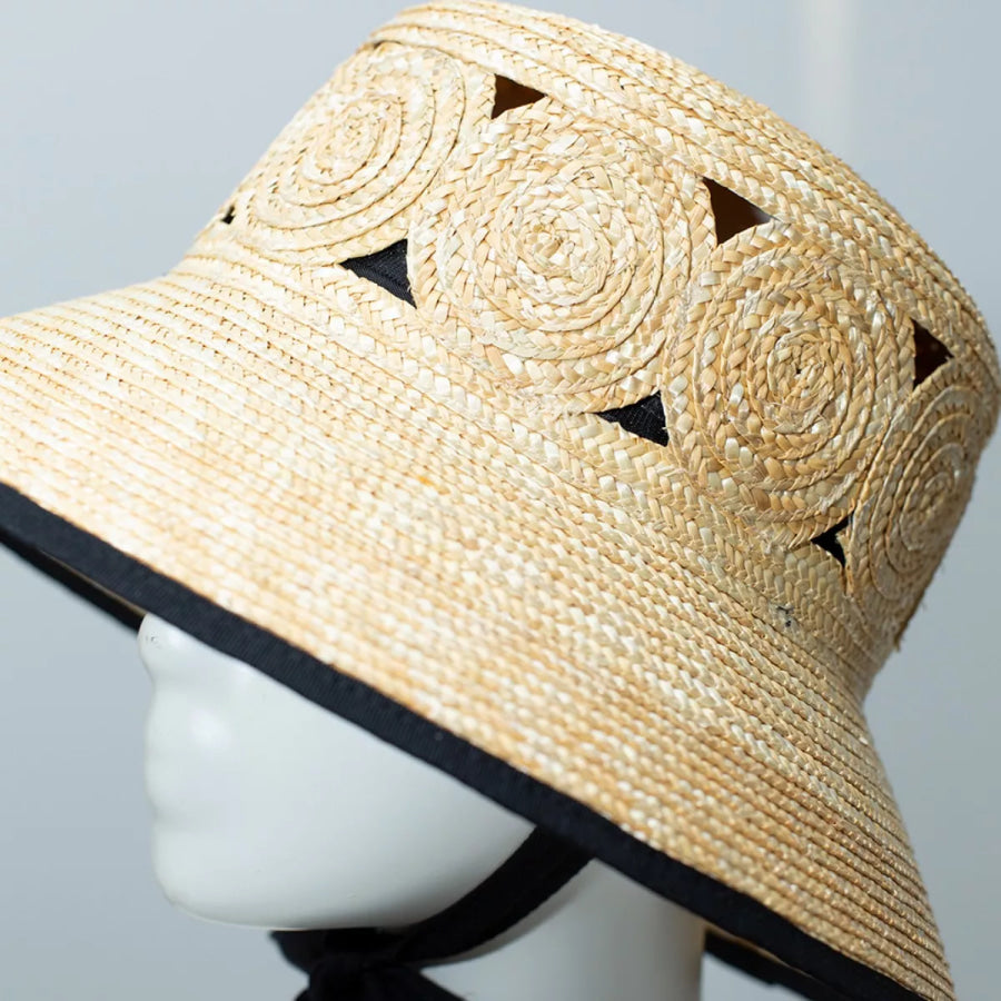 Straw Sun Hat with Contrast Trim Tan / One Size Apparel and Accessories