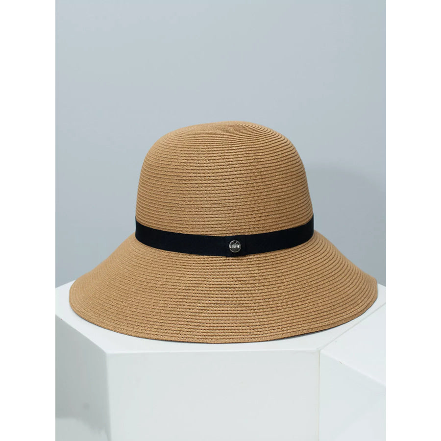 Straw Sun Hat with Ribbon Apparel and Accessories