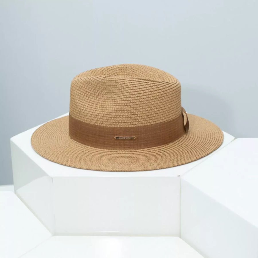 Straw Wide Brim Hat Khaki / One Size Apparel and Accessories